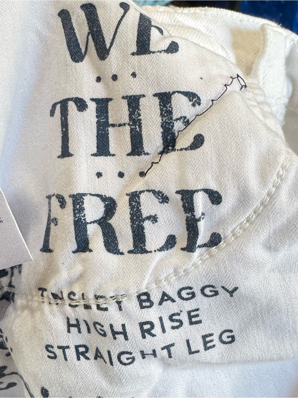 We The Free People Size 31 Tinsley Baggy Jeans White High Rise Straight Leg - Picture 9 of 11